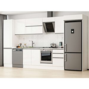 Alvinka 380x222 Cm High Gloss Mutfak Dolabı Beyaz Beyaz Mbb-e80b50s50-2 Beyaz