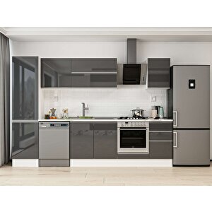 Alvinka 305x210 Cm High Gloss Mutfak Dolabı Beyaz Antrasıt Mb-e90b50s45-2 Antrasit