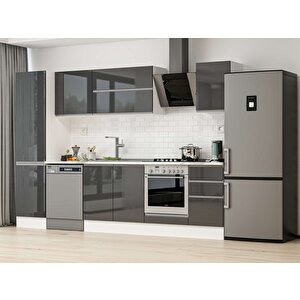 Alvinka 305x210 Cm High Gloss Mutfak Dolabı Beyaz Antrasıt Mb-e90b50s45-2 Antrasit