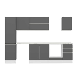 Alvinka 305x210 Cm High Gloss Mutfak Dolabı Beyaz Antrasıt Mb-e90b50s45-2