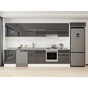 Alvinka 410x222 Cm High Gloss Mdf Mutfak Dolabı Beyaz Antrasıt Mb-e90s60s60-1 Antrasit