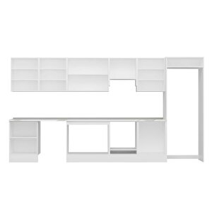 Alvinka 410x222 Cm High Gloss Mdf Mutfak Dolabı Beyaz Antrasıt Mb-e90s60s60-1