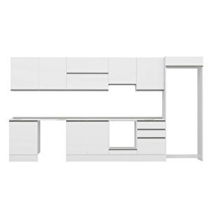 Alvinka 410x222 Cm High Gloss Mdf Mutfak Dolabı Beyaz Antrasıt Mb-e90s60s60-1