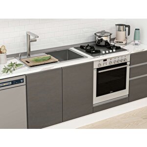 Alvinka 370x222 Cm High Gloss Mutfak Dolabı Beyaz Antrasıt Mb-e80s50s40-2 Antrasit