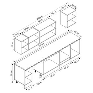 Alvinka 290x210 Cm High Gloss Mdf Mutfak Dolabı Beyaz Antrasıt M-e80s40s50-3