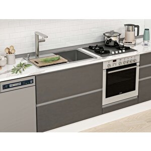 Alvinka 400x240 Cm High Gloss Mutfak Dolabı Beyaz Antrasıt Mbb-e80b60s60-2 Antrasit