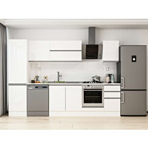 Alvinka 305x210 Cm High Gloss Mutfak Dolabı Beyaz Beyaz Mb-e90b50s45-2 Beyaz