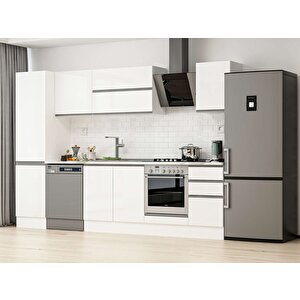 Alvinka 305x210 Cm High Gloss Mutfak Dolabı Beyaz Beyaz Mb-e90b50s45-2 Beyaz