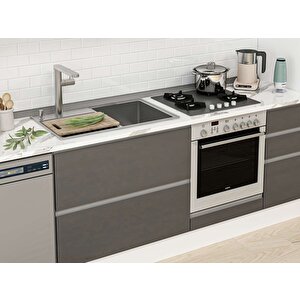 Alvinka 380x240 Cm High Gloss Mutfak Dolabı Beyaz Antrasıt Mbb-e90b50s40-2 Antrasit