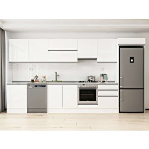 Alvinka 410x222 Cm High Gloss Mdf Mutfak Dolabı Beyaz Beyaz Mb-e90s60s60-1 Beyaz