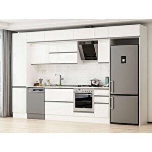 Alvinka 380x240 Cm High Gloss Mutfak Dolabı Beyaz Beyaz Mbb-e90b50s40-2 Beyaz