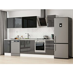Alvinka 300x210 Cm High Gloss Mdf Mutfak Dolabı Beyaz Antrasıt M-e90s45s45-3 Antrasit