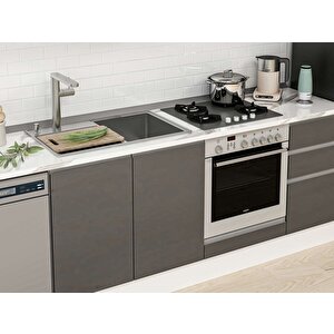 Alvinka 300x210 Cm High Gloss Mdf Mutfak Dolabı Beyaz Antrasıt M-e90s45s45-3 Antrasit
