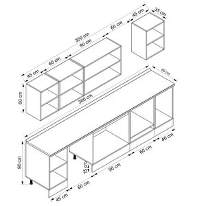 Alvinka 300x210 Cm High Gloss Mdf Mutfak Dolabı Beyaz Antrasıt M-e90s45s45-3