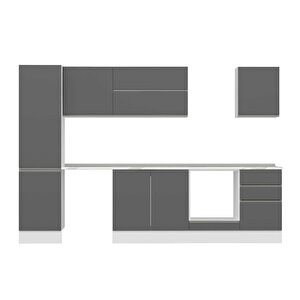 Alvinka 300x210 Cm High Gloss Mdf Mutfak Dolabı Beyaz Antrasıt Mb-e80b50s50-2