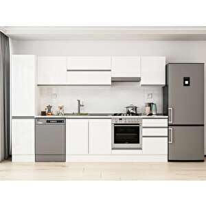 305x210 Cm High Gloss Mutfak Dolabı Beyaz Beyaz Mb-e90b45s50-1 Beyaz