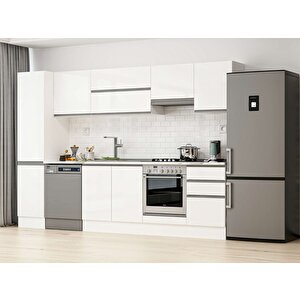305x210 Cm High Gloss Mutfak Dolabı Beyaz Beyaz Mb-e90b45s50-1 Beyaz