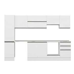 Alvinka 305x210 Cm High Gloss Mutfak Dolabı Beyaz Beyaz Mb-e90b45s50-1
