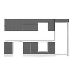 Alvinka 380x222 Cm High Gloss Mdf Mutfak Dolabı Beyaz Antrasıt Mb-e90s50s40-2