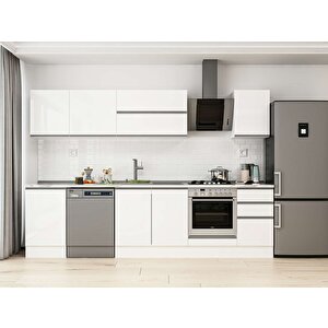 295x210 Cm High Gloss Mutfak Dolabı Beyaz Beyaz M-e80s50s45-2 Beyaz