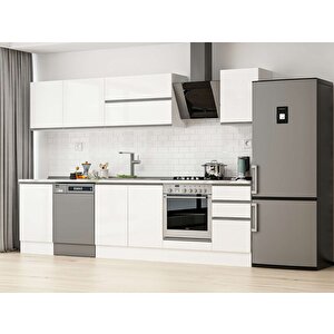 295x210 Cm High Gloss Mutfak Dolabı Beyaz Beyaz M-e80s50s45-2 Beyaz