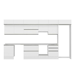 Alvinka 410x240 Cm High Gloss Mutfak Dolabı Beyaz Beyaz Mb-e90s60s60-1
