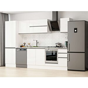 300x210 Cm High Gloss Mutfak Dolabı Beyaz Beyaz Mb-e80b60s40-2 Beyaz