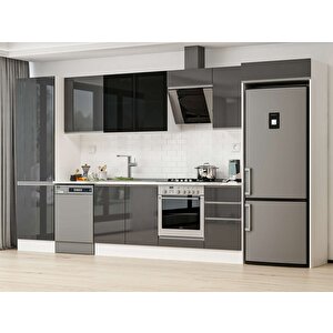 385x222 Cm High Gloss Mdf Mutfak Dolabı Beyaz Antrasıt Mbb-e80b60s45-3 Antrasit