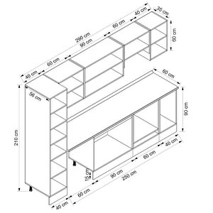 Alvinka 290x210 Cm High Gloss Mdf Mutfak Dolabı Beyaz Beyaz Mb-e90b40s40-1
