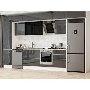 390x240 Cm High Gloss Mdf Mutfak Dolabı Beyaz Antrasıt Mbb-e80b50s60-3 Antrasit