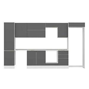 Alvinka 380x222 Cm High Gloss Mdf Mutfak Dolabı Beyaz Antrasıt Mbb-e80b50s50-2