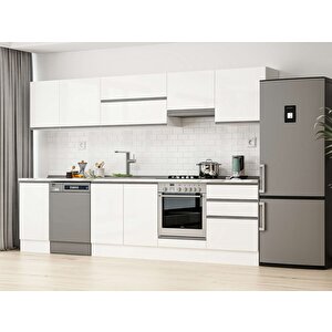 305x210 Cm High Gloss Mdf Mutfak Dolabı Beyaz Beyaz M-e80s45s60-1 Beyaz