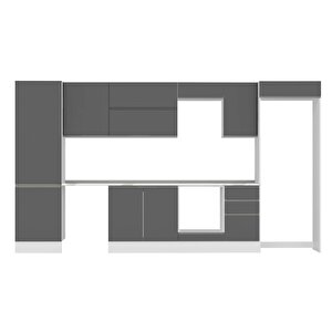 Alvinka 385x222 Cm High Gloss Mutfak Dolabı Beyaz Antrasıt Mbb-e80b60s45-2