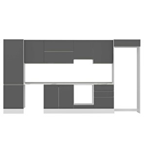 Alvinka 410x222 Cm High Gloss Mutfak Dolabı Beyaz Beyaz Mbb-e90b60s60-1