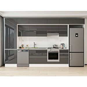 385x240 Cm High Gloss Mutfak Dolabı Beyaz Antrasıt Mbb-e80b60s45-1 Antrasit