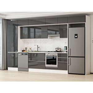 385x240 Cm High Gloss Mutfak Dolabı Beyaz Antrasıt Mbb-e80b60s45-1 Antrasit