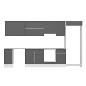 Alvinka 365x222 Cm High Gloss Mdf Mutfak Dolabı Beyaz Antrasıt Mb-e80s40s45-1
