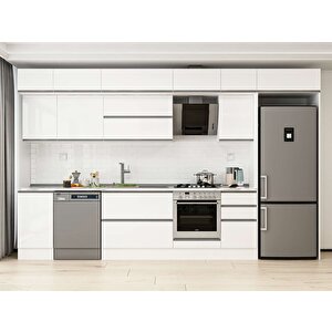 380x240 Cm High Gloss Mutfak Dolabı Beyaz Beyaz Mb-e90s45s45-2 Beyaz