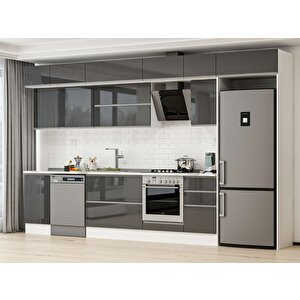 380x240 Cm High Gloss Mutfak Dolabı Beyaz Antrasıt Mb-e90s45s45-2 Antrasit