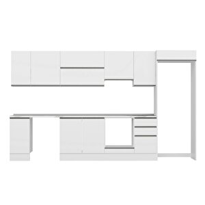 Alvinka 365x222 Cm High Gloss Mdf Mutfak Dolabı Beyaz Beyaz Mb-e80s40s45-1