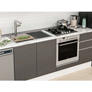 285x210 Cm High Gloss Mutfak Dolabı Beyaz Antrasıt M-e80s45s40-3 Antrasit