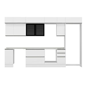 Alvinka 370x240 Cm High Gloss Mdf Mutfak Dolabı Beyaz Beyaz Mb-e90s40s40-3
