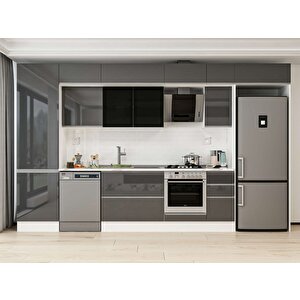 390x240 Cm High Gloss Mdf Mutfak Dolabı Beyaz Antrasıt Mbb-e90b60s40-3 Antrasit
