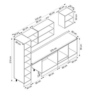 Alvinka 310x210 Cm High Gloss Mdf Mutfak Dolabı Beyaz Antrasıt Mb-e90b40s60-3