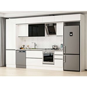 390x240 Cm High Gloss Mdf Mutfak Dolabı Beyaz Beyaz Mbb-e90b60s40-3 Beyaz