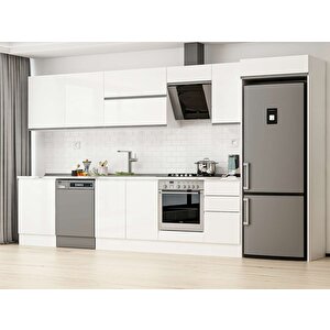 385x222 Cm High Gloss Mdf Mutfak Dolabı Beyaz Beyaz Mb-e80s60s45-2 Beyaz