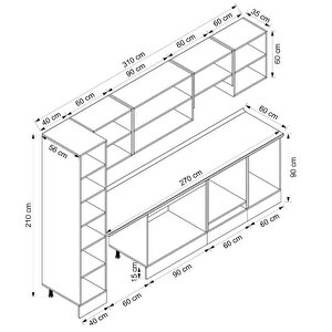 Alvinka 310x210 Cm High Gloss Mdf Mutfak Dolabı Beyaz Antrasıt Mb-e90b40s60-1