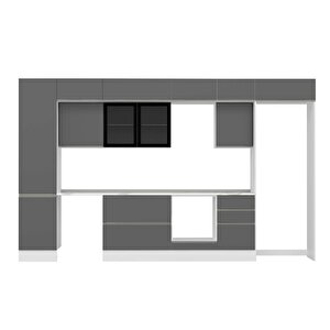 Alvinka 380x240 Cm High Gloss Mdf Mutfak Dolabı Beyaz Antrasıt Mbb-e80b50s50-3