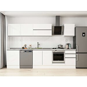 Alvinka 310x210 Cm High Gloss Mdf Mutfak Dolabı Beyaz Beyaz M-e80s60s50-2 Beyaz