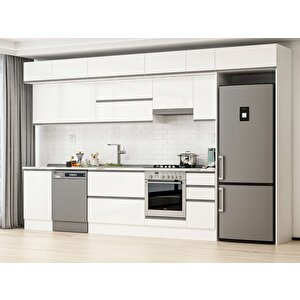 380x240 Cm High Gloss Mutfak Dolabı Beyaz Beyaz Mb-e90s50s40-1 Beyaz